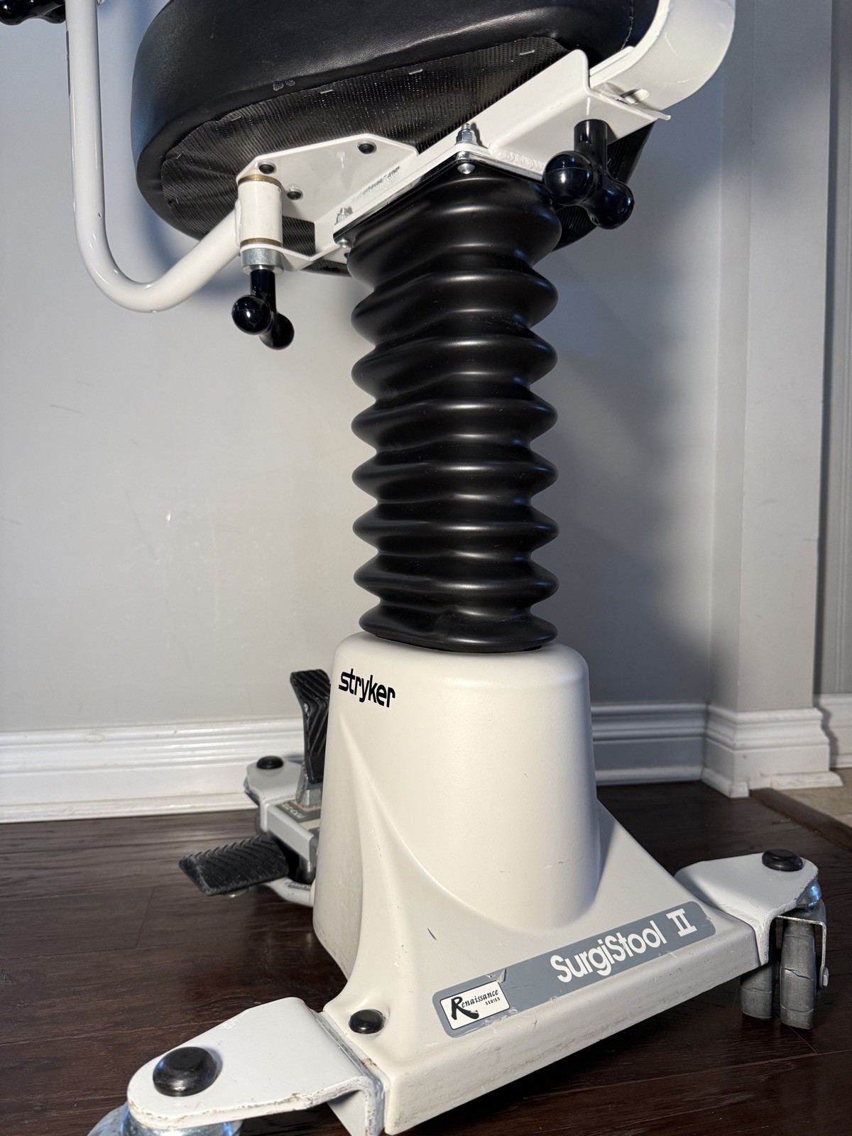 Stryker 830 SurgiStool II Surgeon Stool w/ Adjustable Back and Armrests