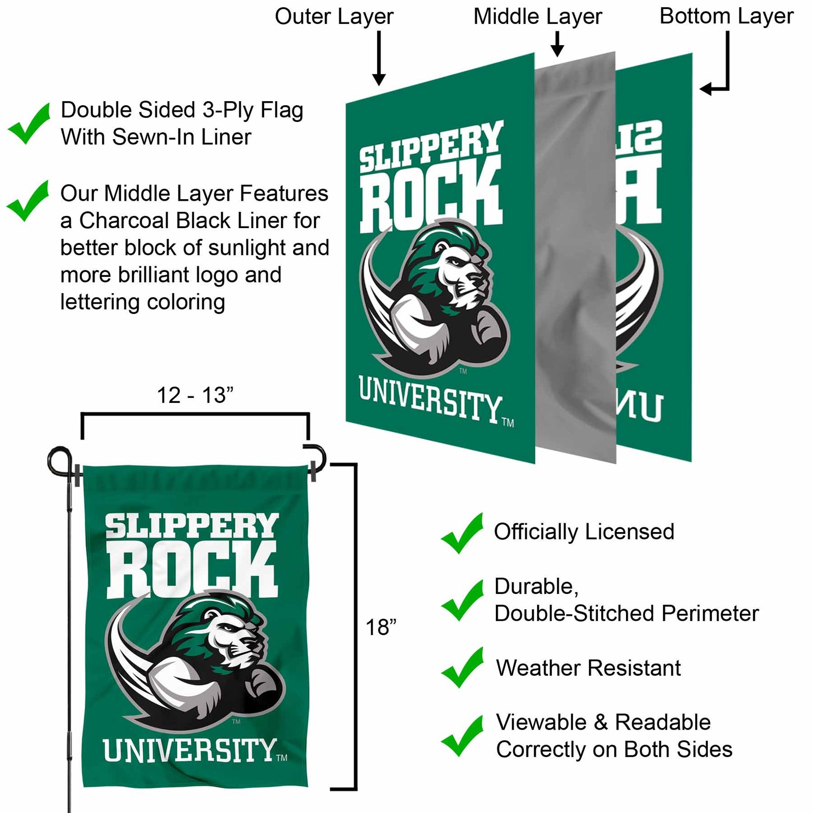 Slippery Rock Wordmark Logo Garden Flag and Yard Banner