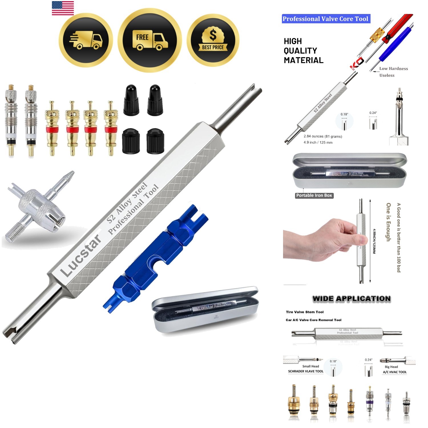 Valve Core Removal Tool Tire Valve Stem Tool for Car Bicycle Truck RV AC
