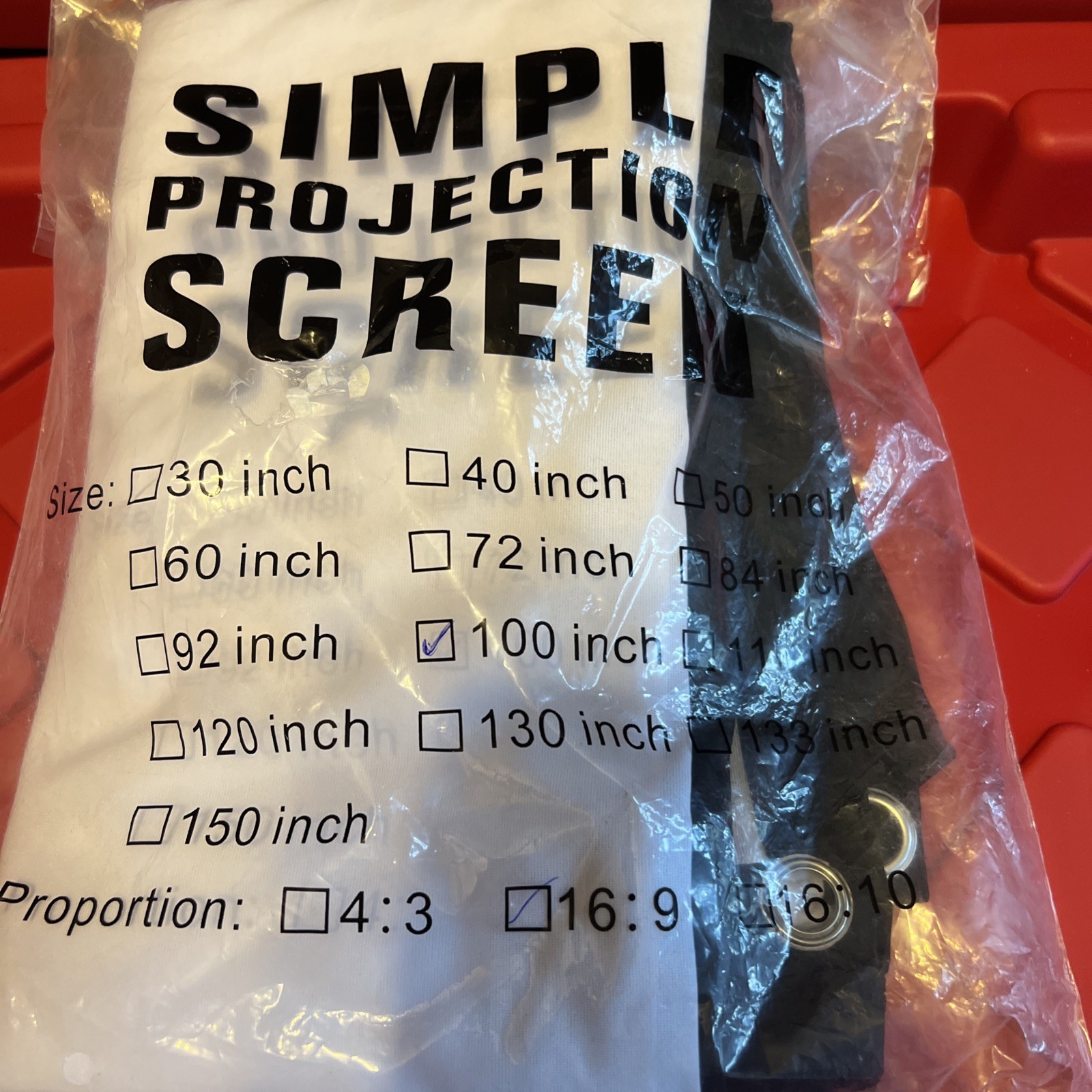 Portable Foldable Projector Video Movie Screen Sheet 100" w/Hooks (16:9) - NEW!