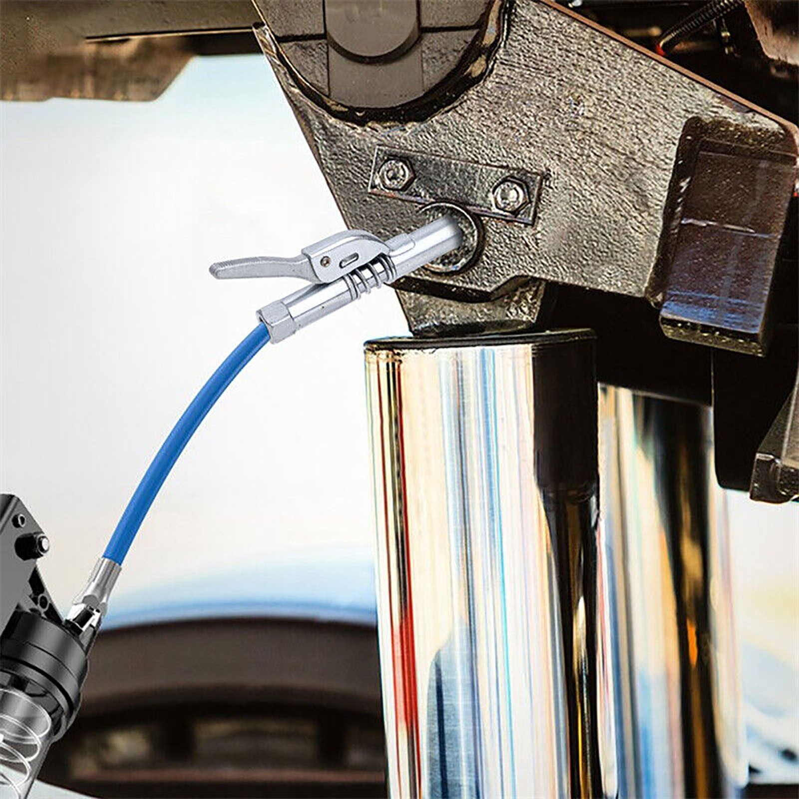 2x High Pressure Grease Gun Coupler Quick Release Lock Oil Injection Nozzle