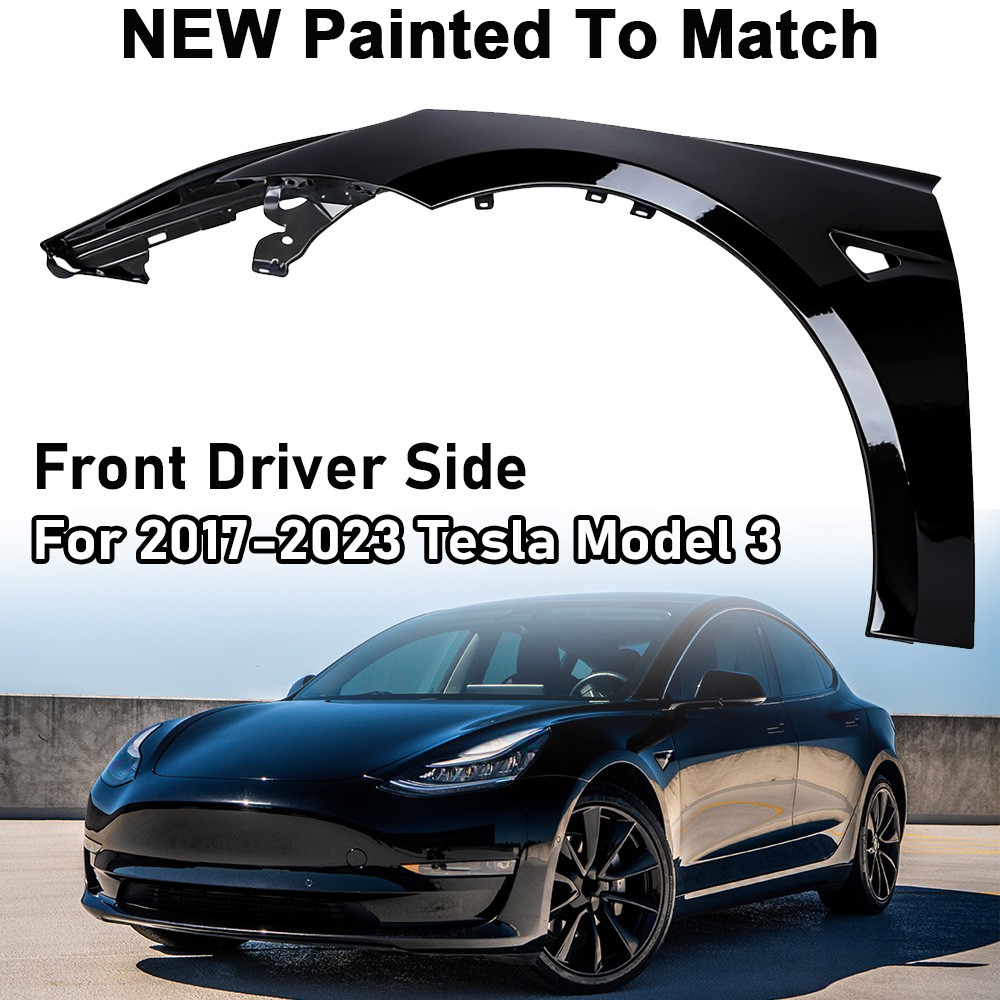 New Painted Black Fender For 2017-2022 Tesla Model 3 Front Steel Driver Side LH