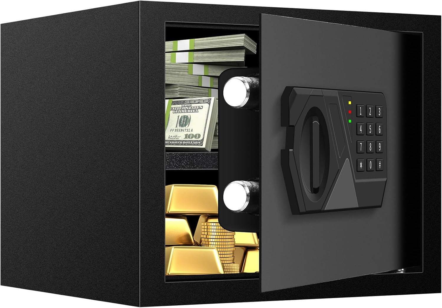 Fireproof Waterproof Safe with Digital Keypad, Removable Shelf & Spare Keys