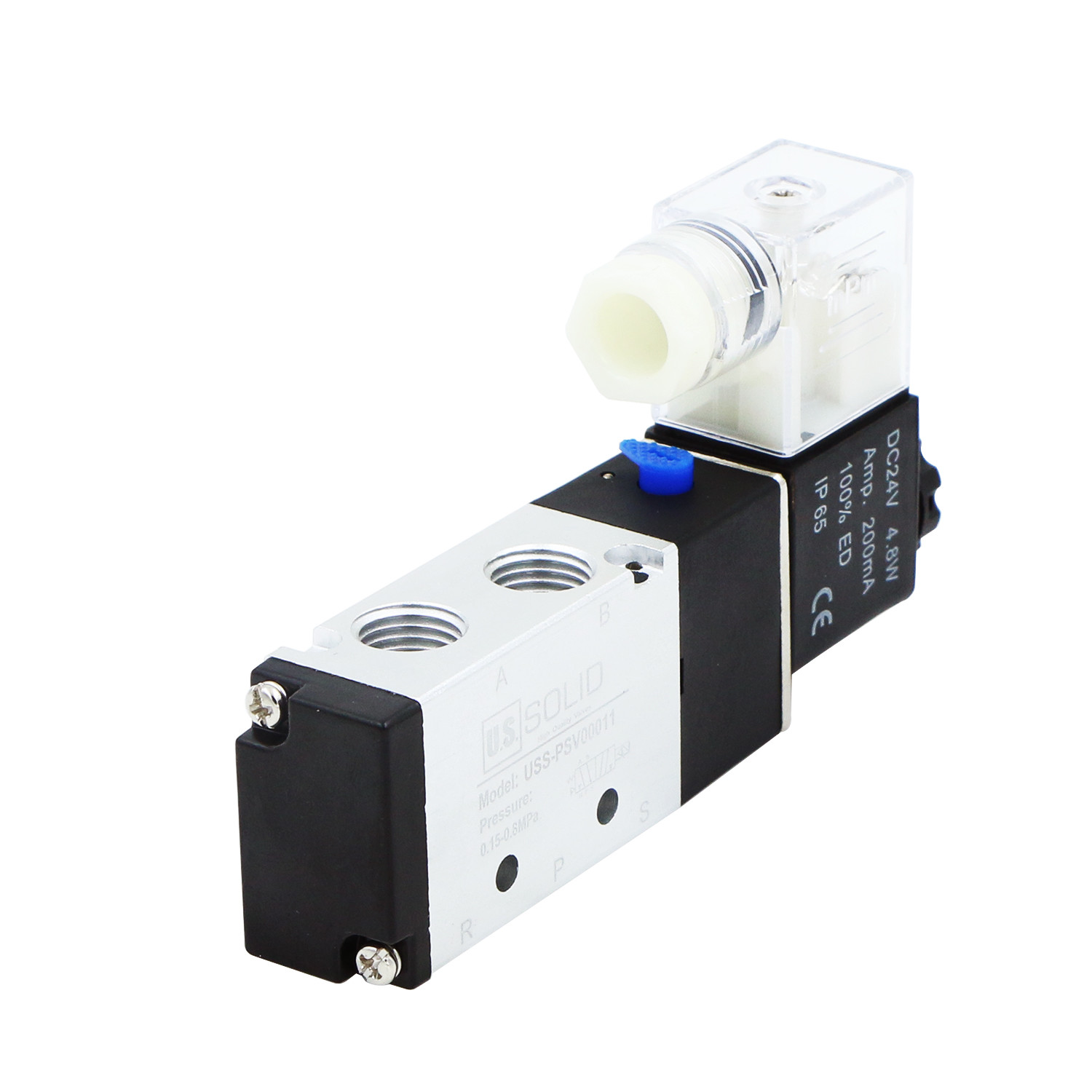 U.S. Solid 1/4" Pneumatic Electric Solenoid Valve 5 way 2 Position DC 24V, Air