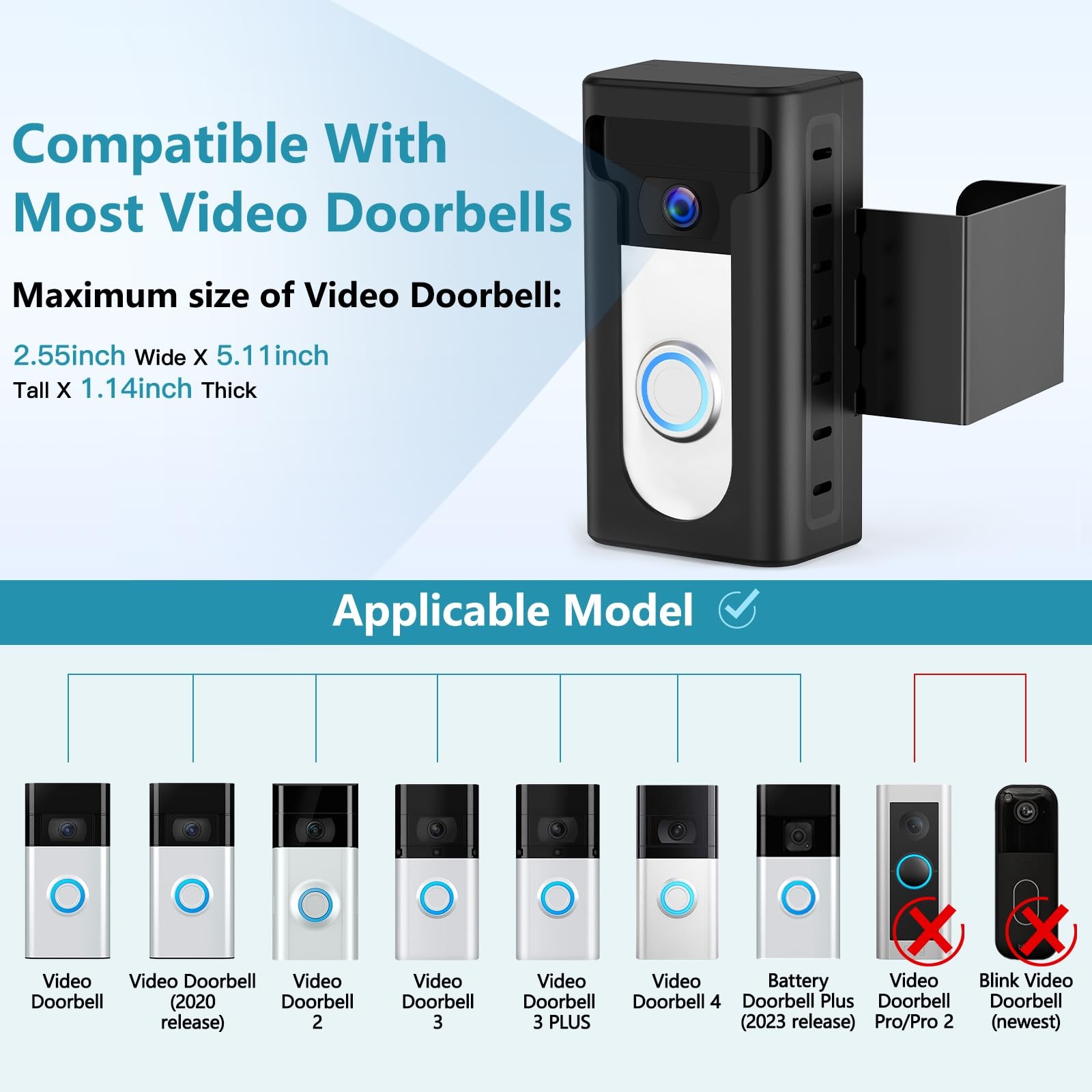 2024 Upgrade Anti-Theft Video Doorbell Mount, Not Block Doorbell Motion Senso...