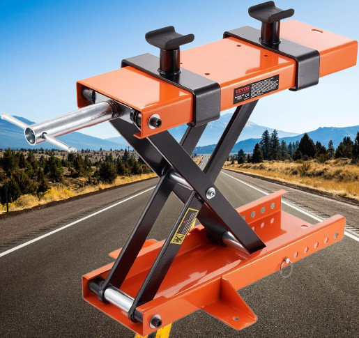 Motorcycle Lift 1100 LBS Center Scissor Jack Hoist Stand VEVOR Saddle Safety