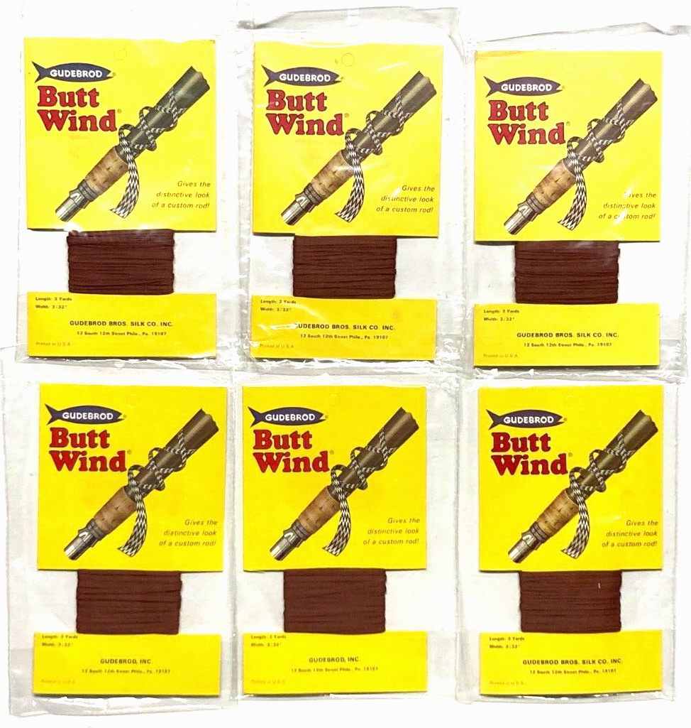 6 PACKS Gudebrod Butt Wind 3/32" Width Brown Rust 3-Yard For Custom Rods