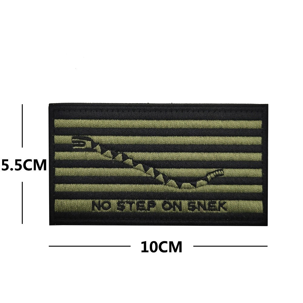 No Step On Snek Dtom Flag HookLoop Patch Tactical Badge Embroidered Forest Dark*