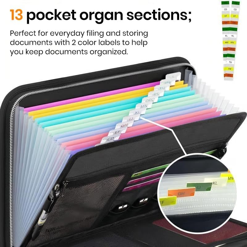 Large Capacity A4 Fireproof File Folder with Handle｜Portable Document Organizer