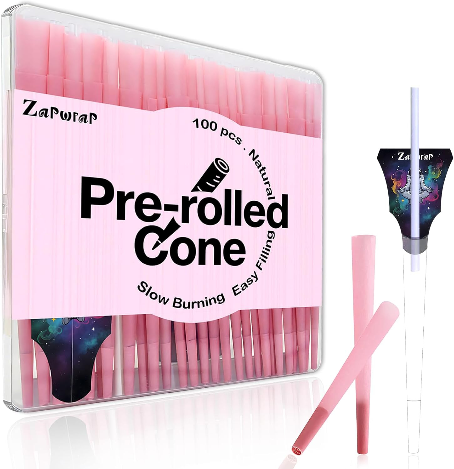 100 PACK Pink Cones Rolling Paper | King Size | 108Mm | Pre Rolled Cones with Pa