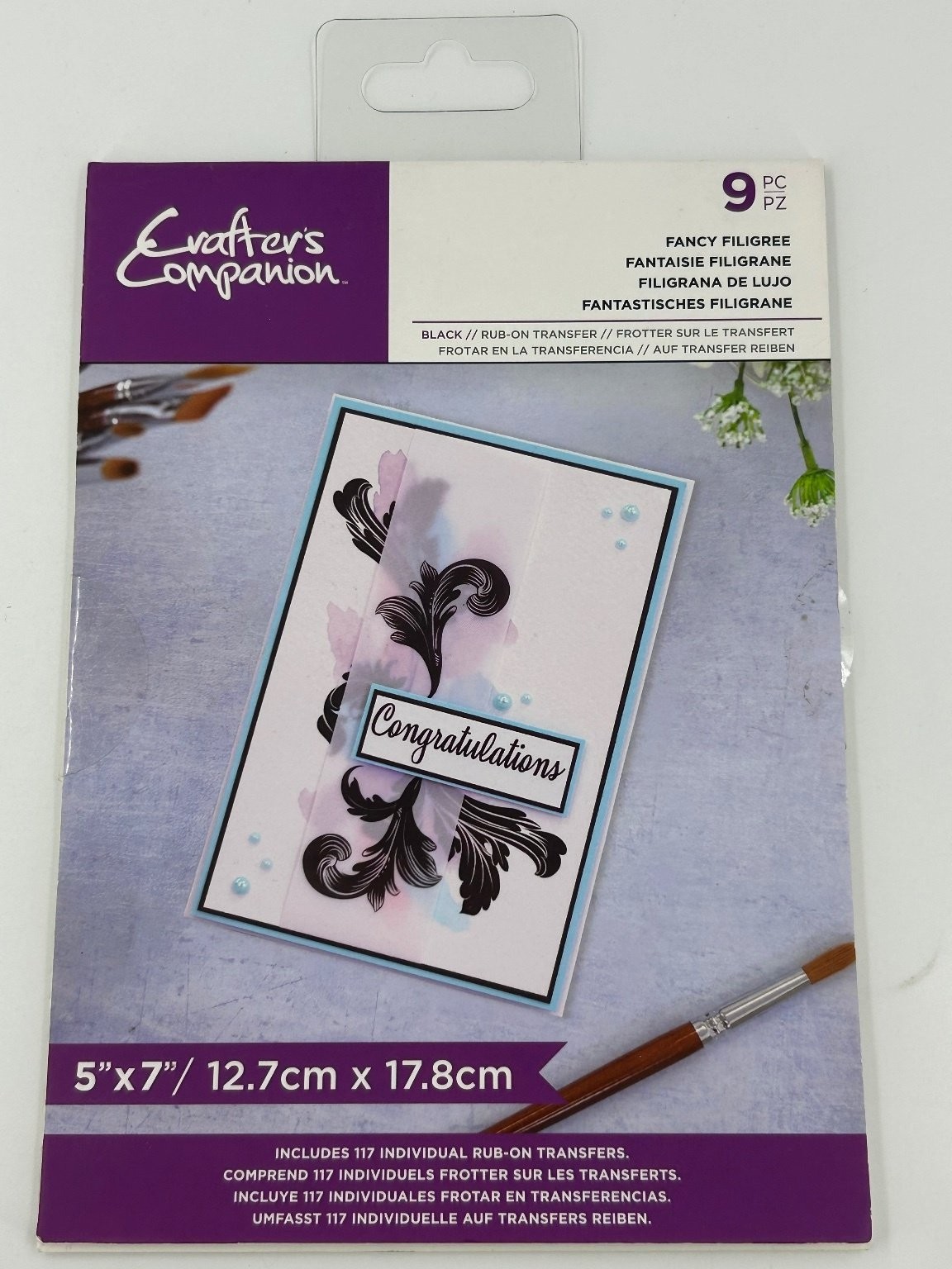 Crafter's Companion Fancy Filigree Rub-On Transfers 117 Black Decals 5x7