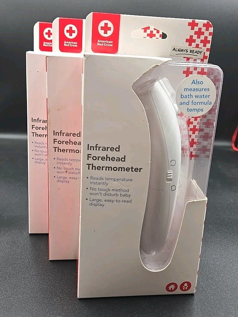 American Red Cross Infrared Forehead Thermometers Lot Of 3 New Tomy Read Temps
