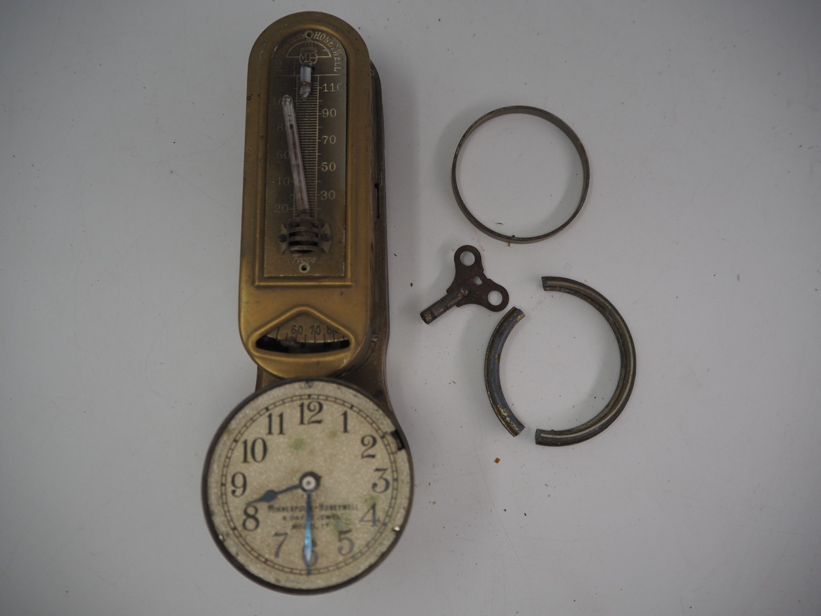 Vtg Minneapolis Model 77 Thermostat Heat Regulator Timer 8 Day 7 Jewel