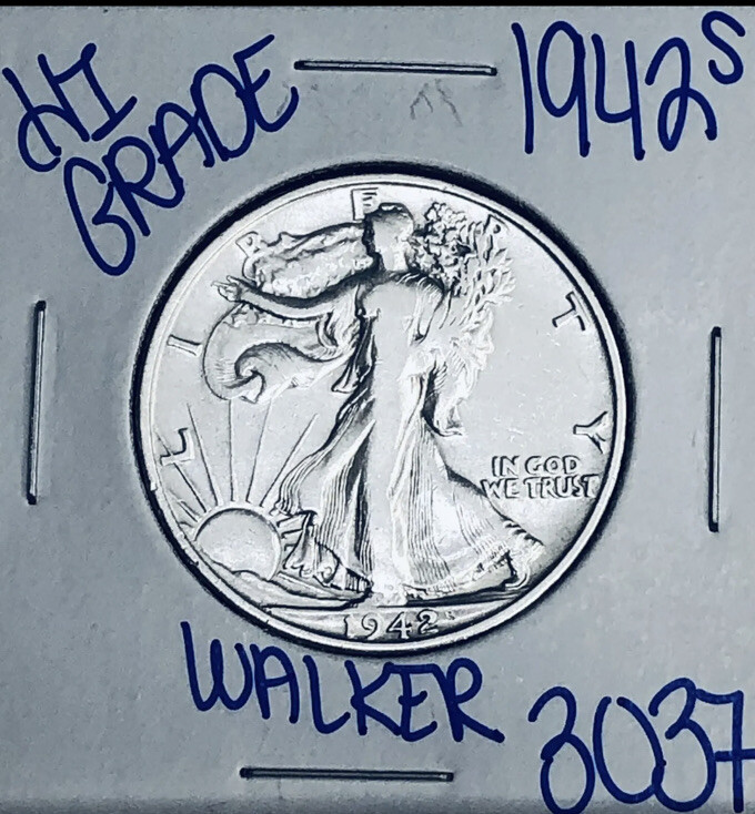 1942 S WALKING LIBERTY 90% SILVER HALF Dollar RARE “S” MINT REVERSE MINT MARK