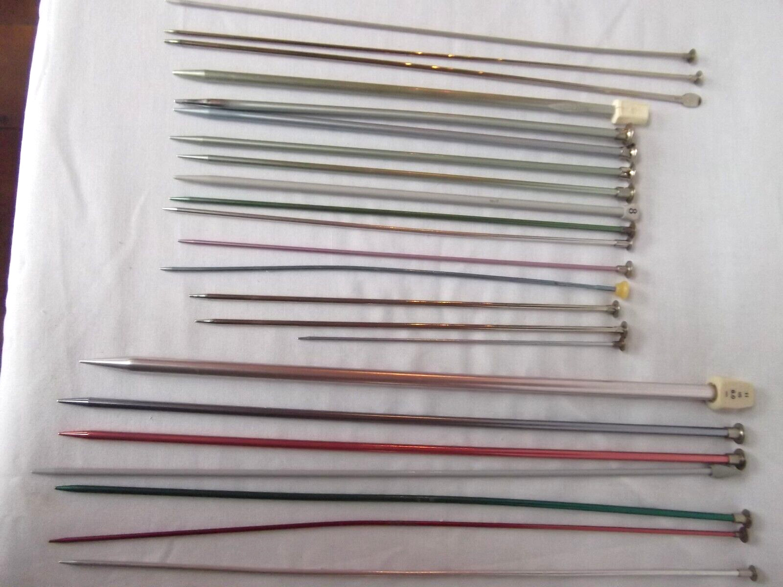 vtg lot 23 single 10in 14in aluminum metal knit needle various brands sizes