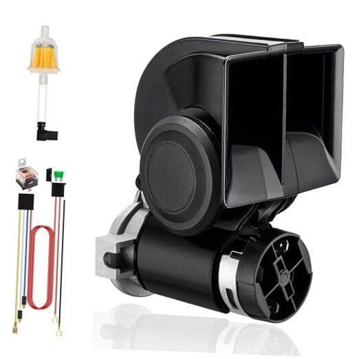 Train Horn for Car,  12V 150db Loud Truck Horn Electric Snail black air horn