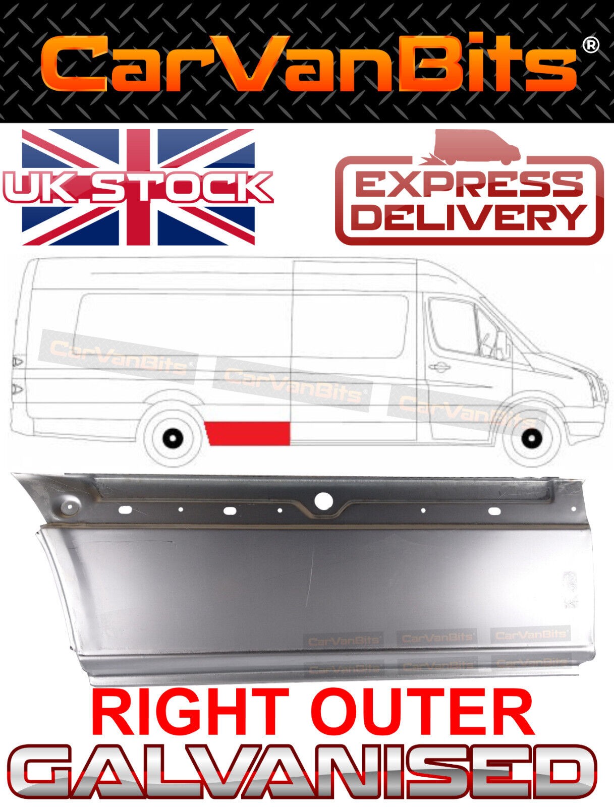 FOR SPRINTER VW CRAFTER LWB XLWB 2E MK1 06-18 IN FRONT OF REAR ARCH REPAIR PANEL