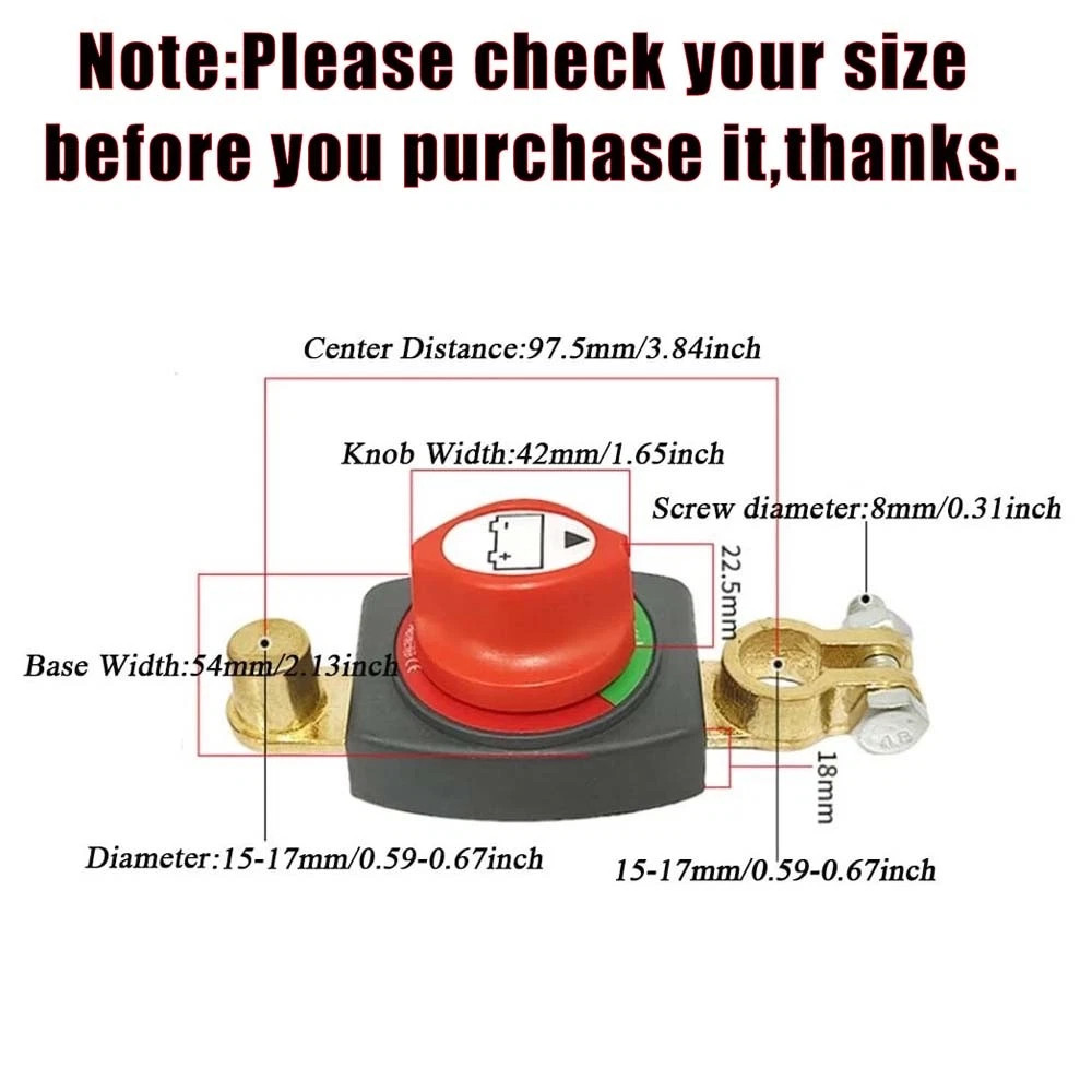 12-48V Top Post Battery Disconnect Switch - Marine Isolator/Cut-Off, Universal