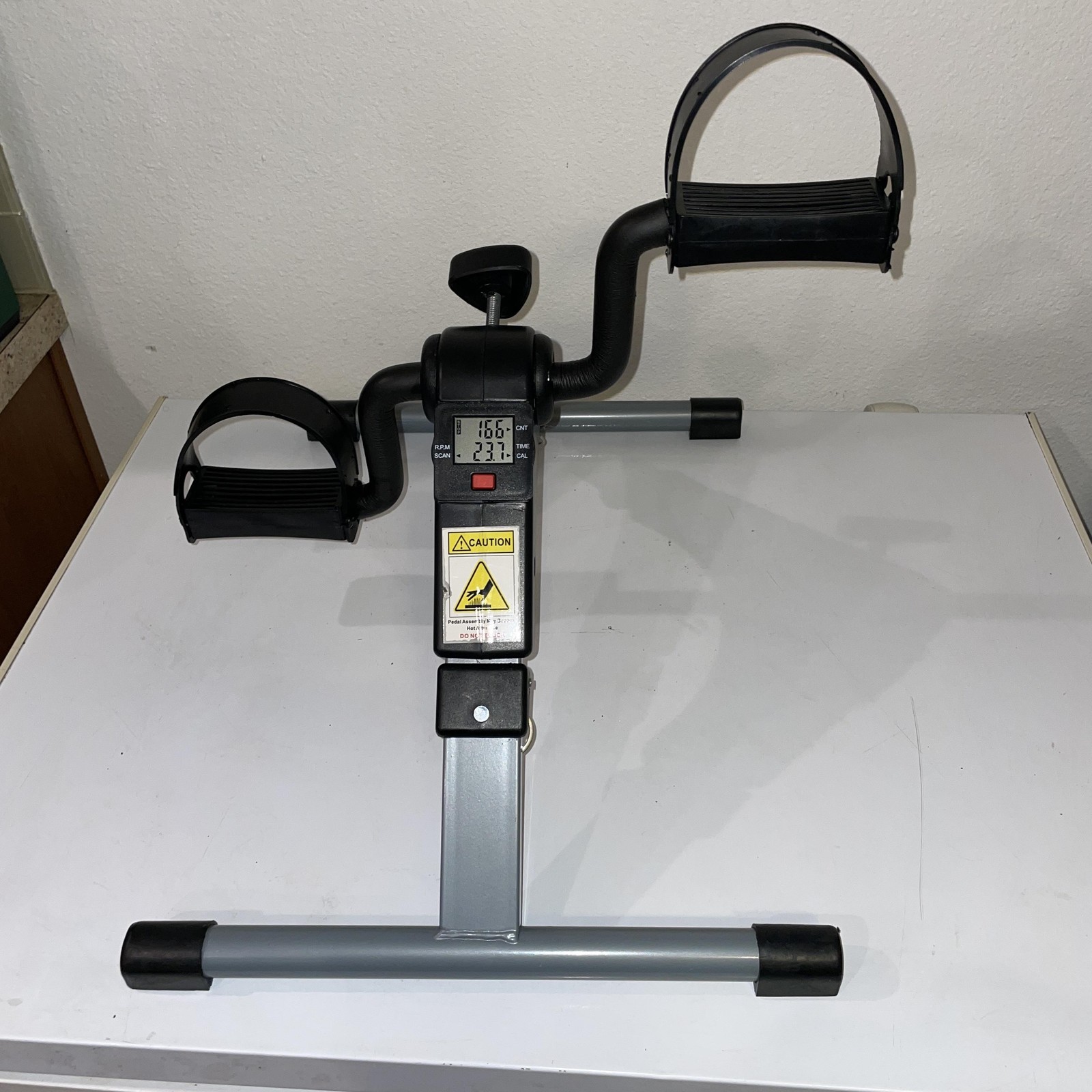 Mini Exercise Bike Pedal Exerciser Under Desk LCD Display Foldable Black Gray