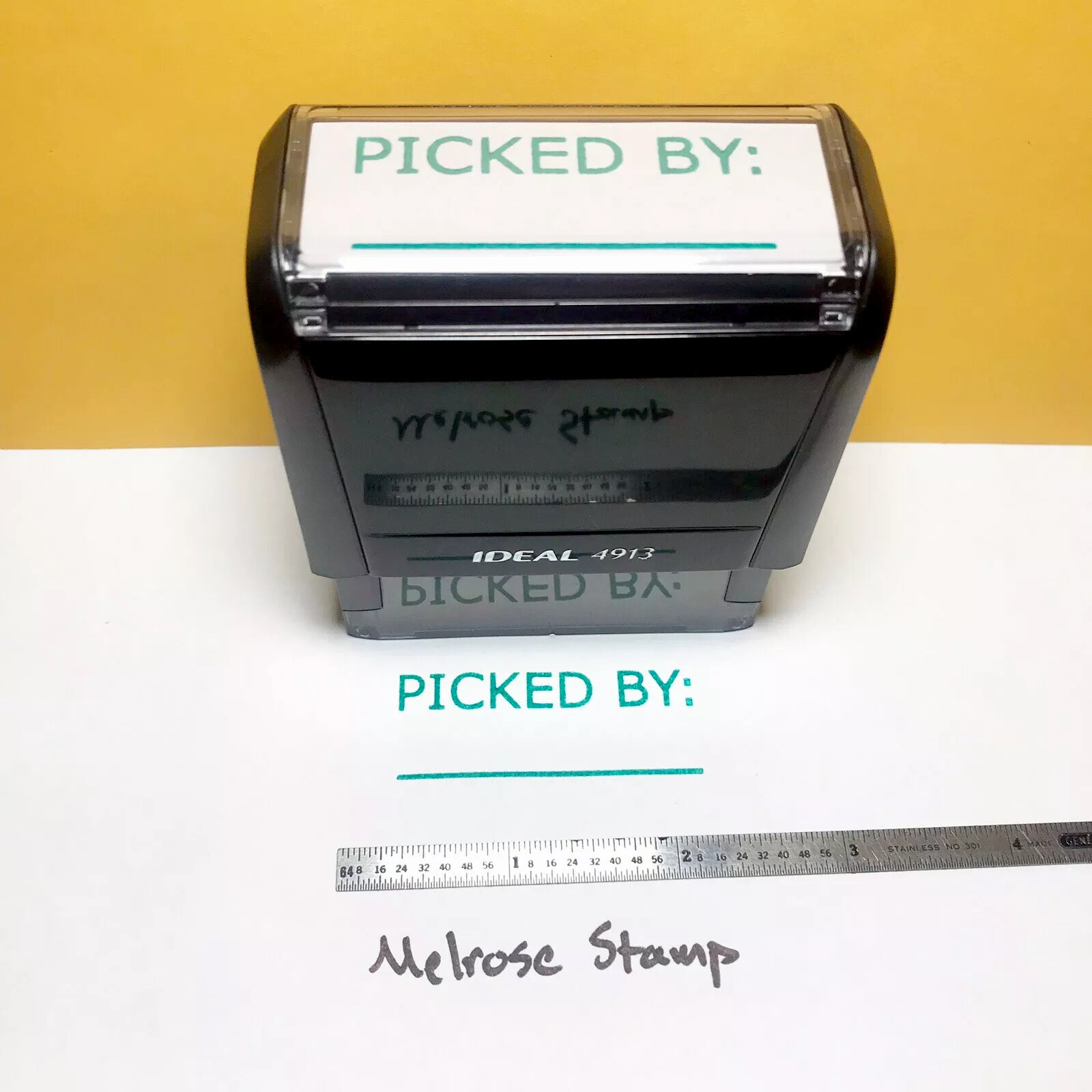 Picked By Rubber Stamp Self Inking Green Ink Ideal 4913