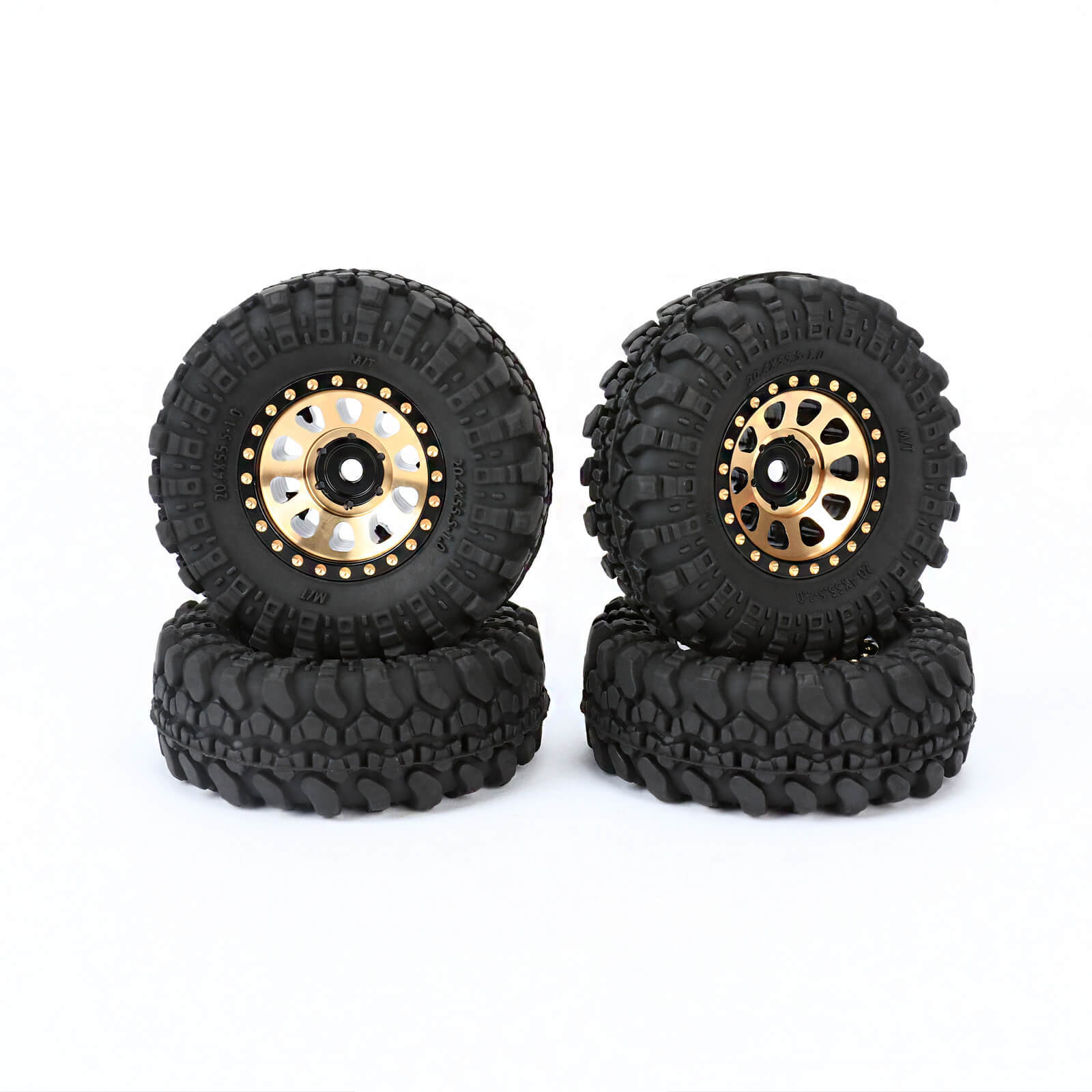 RCAWD 1.0 Brass Beadlock Wheels Tire Rim & Lock Nut for Axial 1/24 SCX24 Series