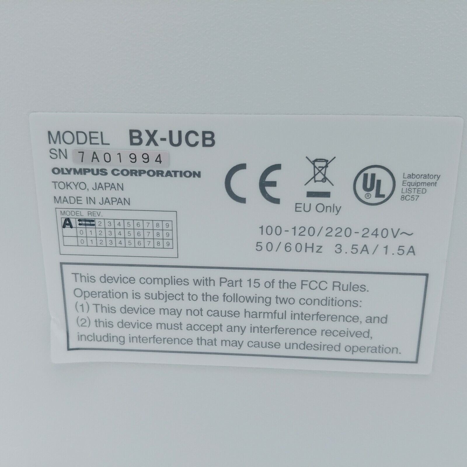Olympus Microscope BX-UCB Control Box for BX Series