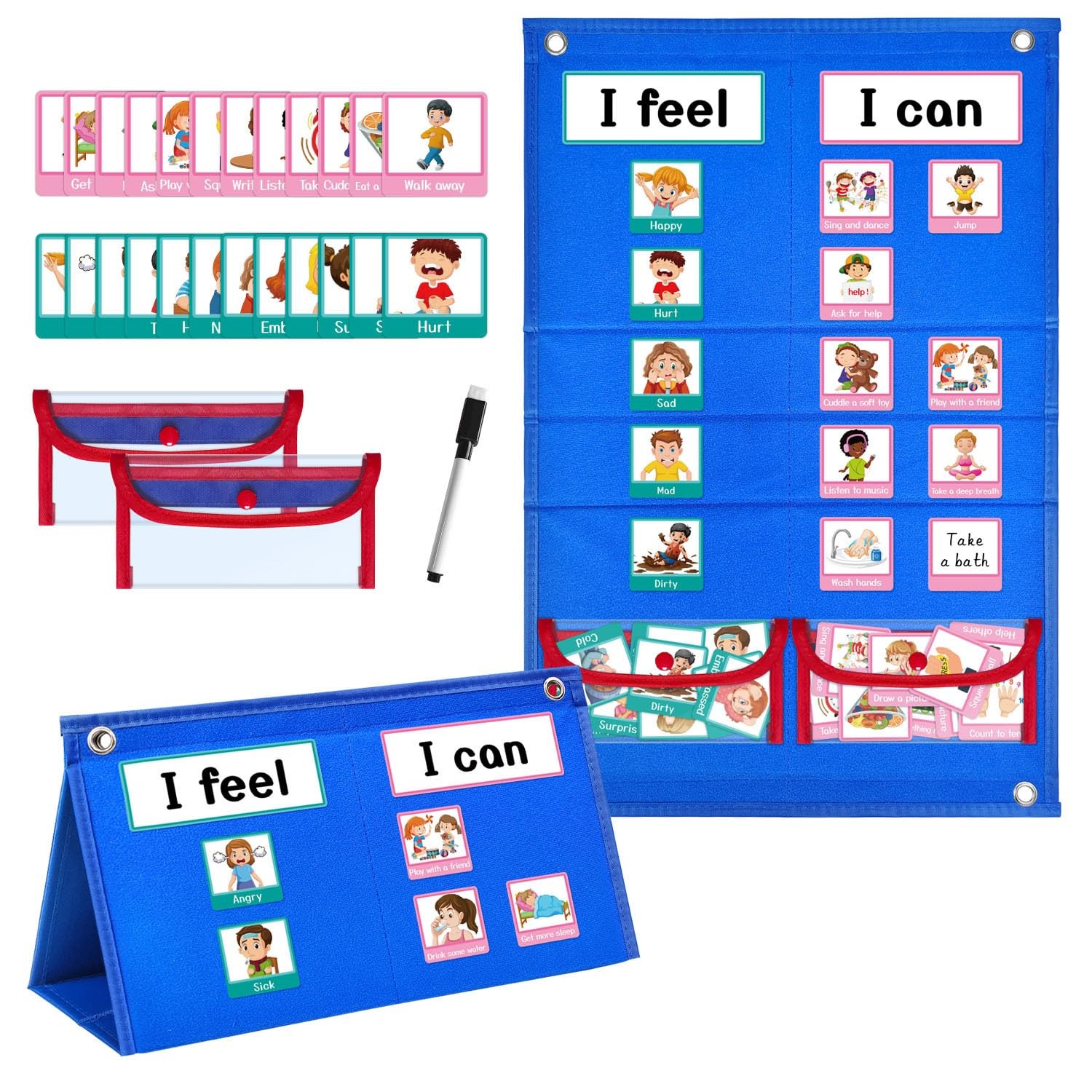 Feelings Chart Cards Social Emotional Learning Pocket Chart Autism Learning M...