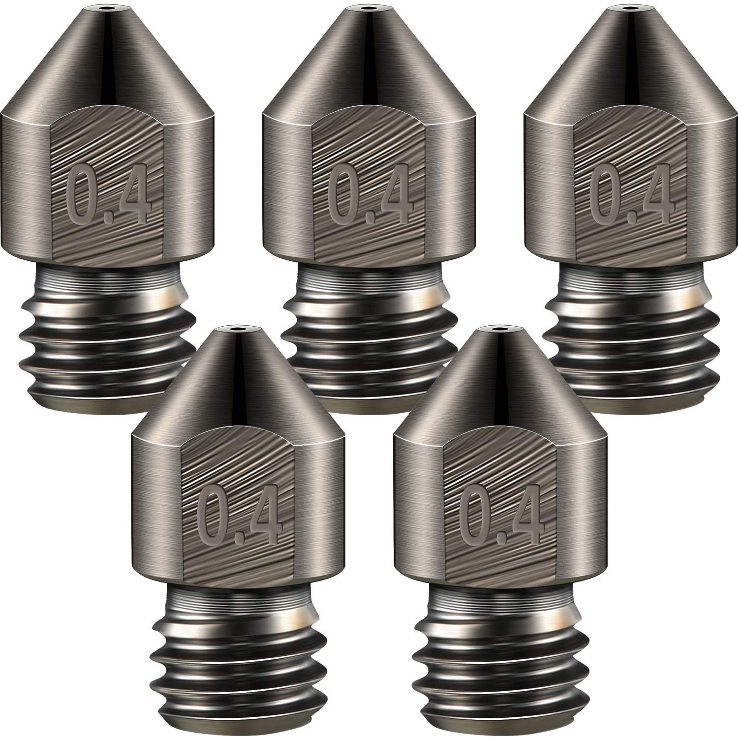 Mudder 5 Pieces Hardened Steel Nozzle 0.4 Mm/ 1.75 mm 3D Printer Mk8 Nozzles...