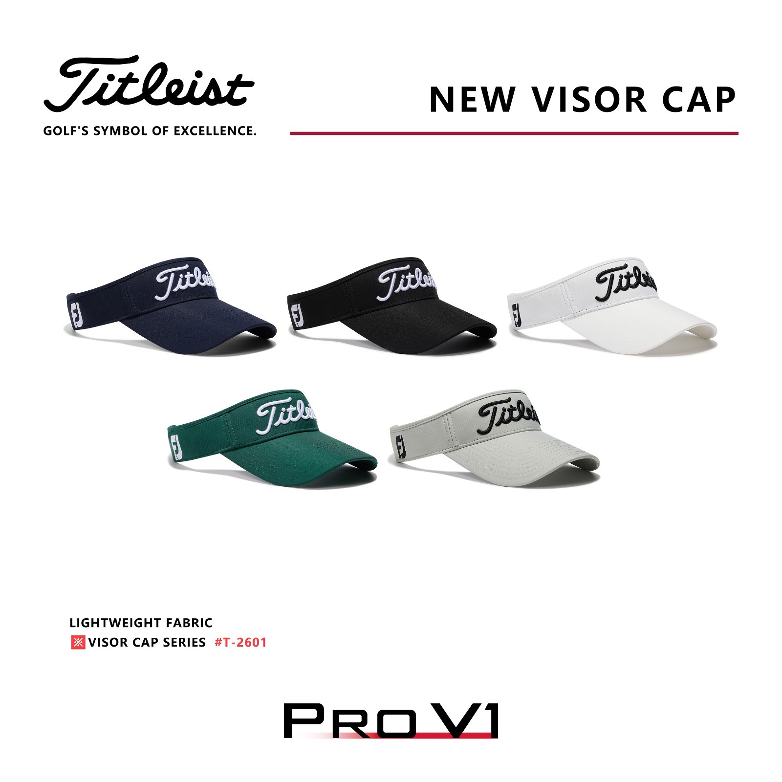 Titleist Golf Visor Lightweight Adjustable Sport Sun Visor Cap for Men Women