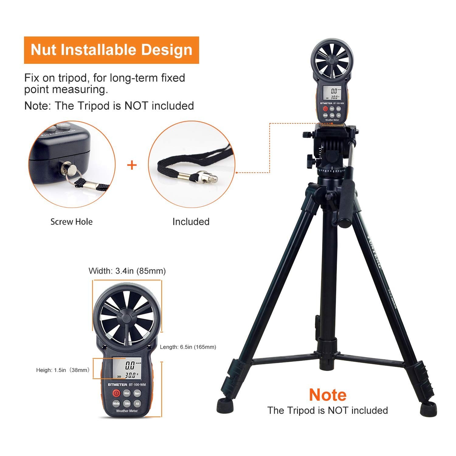 BTMETER Digital Anemometer Barometer Handheld, for Wind Speed Temperature Wind