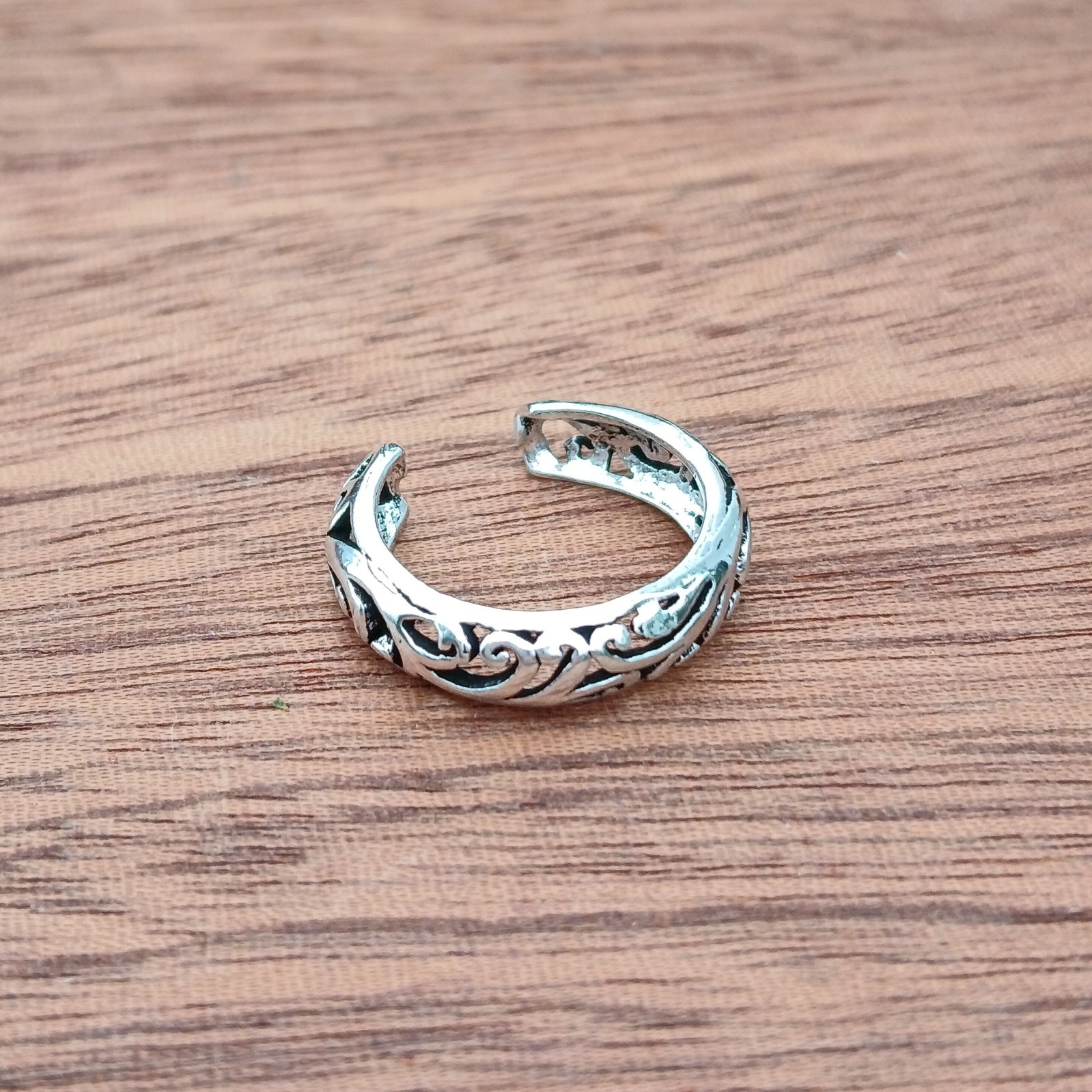 Sterling Silver Adjustable Filigree Pattern Toe Ring