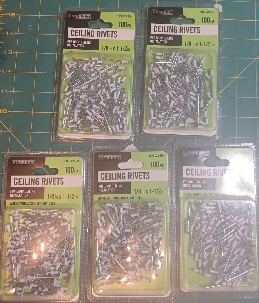 EVERBILT Drop Ceiling Installation White Rivets Quantity 500 1/8" X 1-1/2"