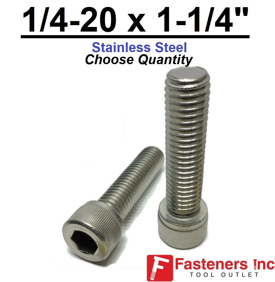 1/4-20 x 1-1/4" Stainless Steel Socket Head Cap Screw Standard 18-8 (Choose Qty)