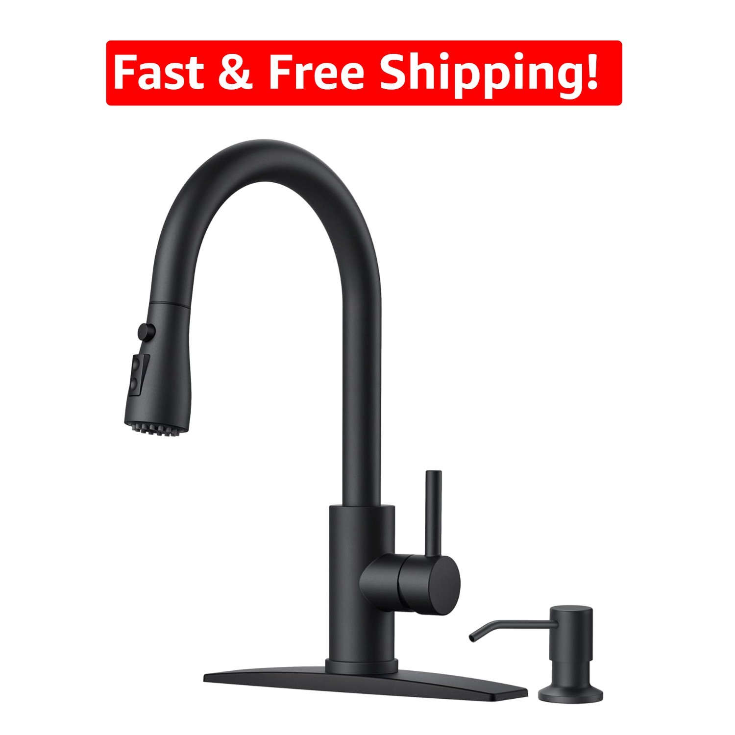 Modern High Arc Kitchen Faucet with Soap Dispenser - 360 Swivel & Easy Install