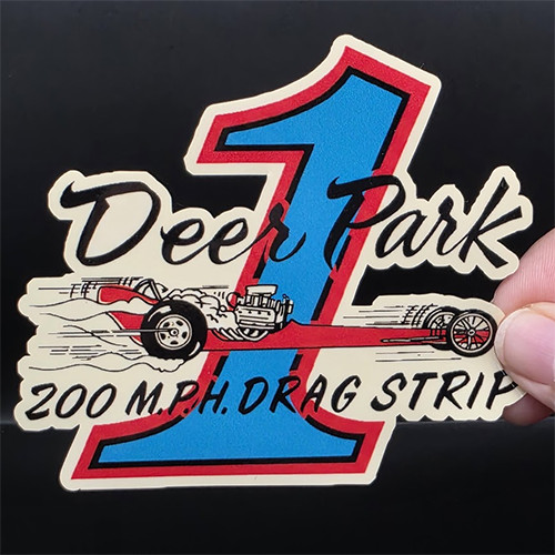 DEER PARK DRAG STRIP  Vintage Style DECAL / STICKER, rat rod, hot rod, racing