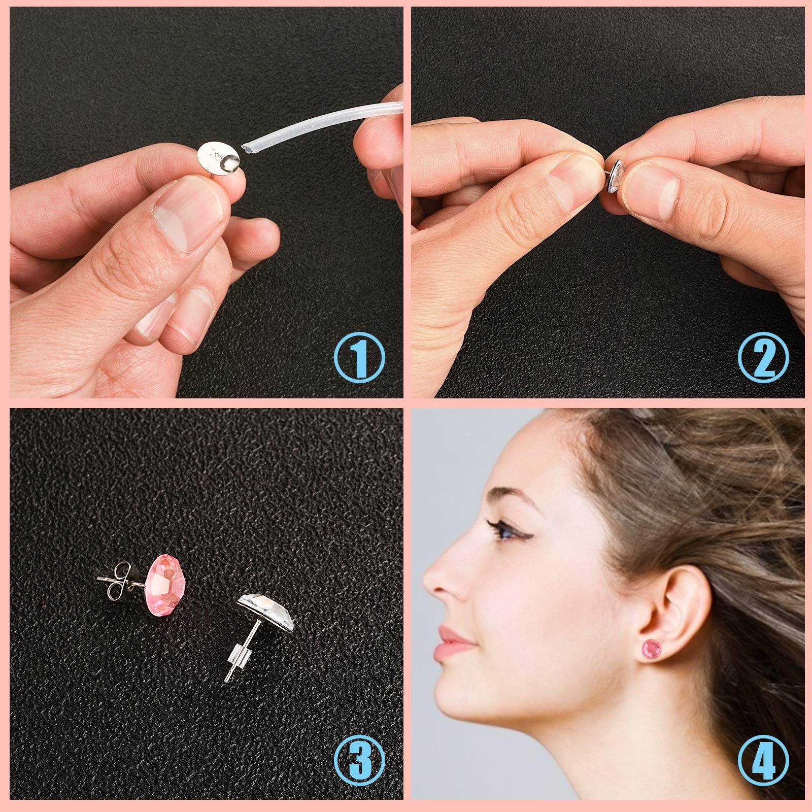 VERACT Earring Posts and Backs, 2000Pcs Hypoallergenic Earring Studs for Jewe...