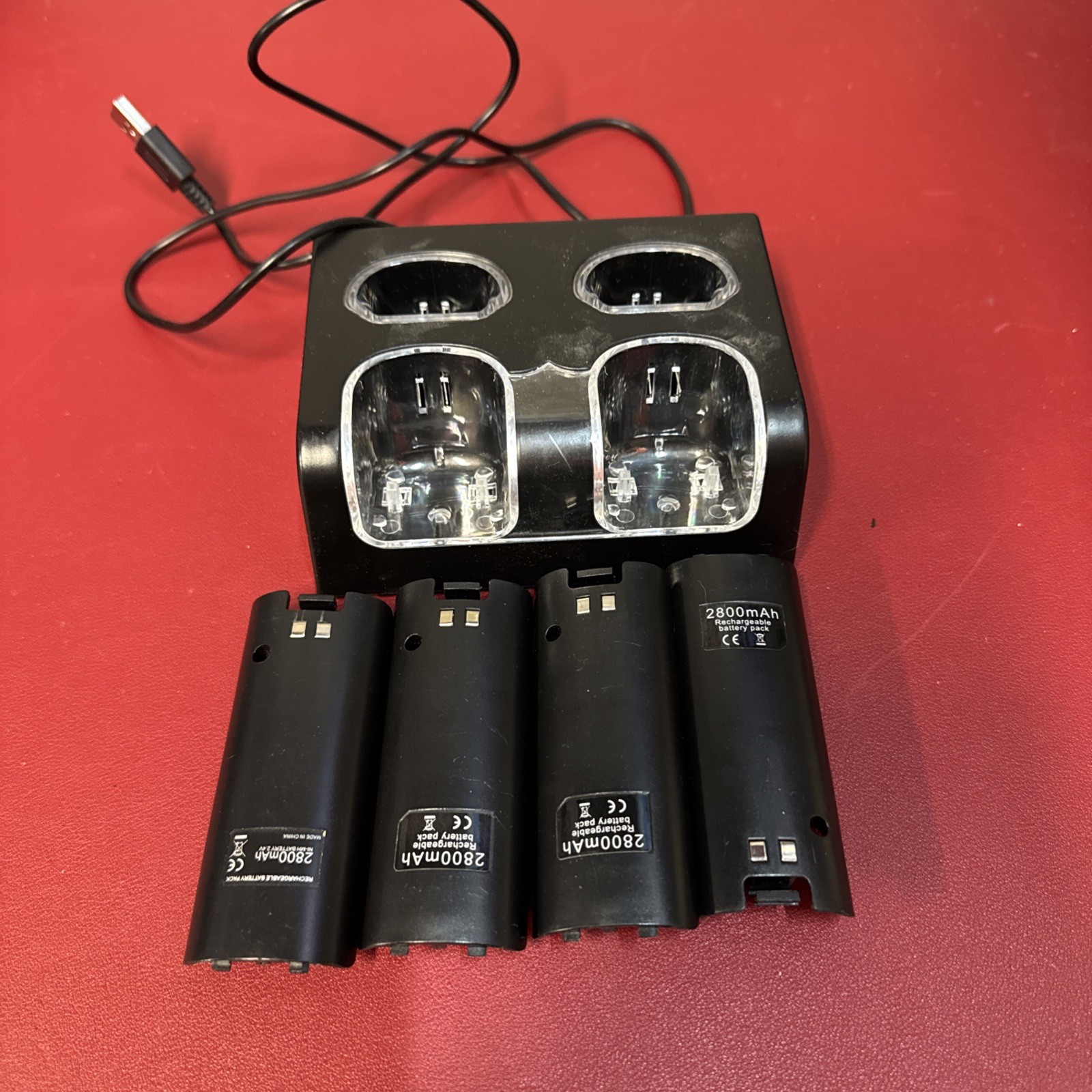 Wii Remote Battery Charger, 4 in 1 Wii Remote Charging Dock Station with 4