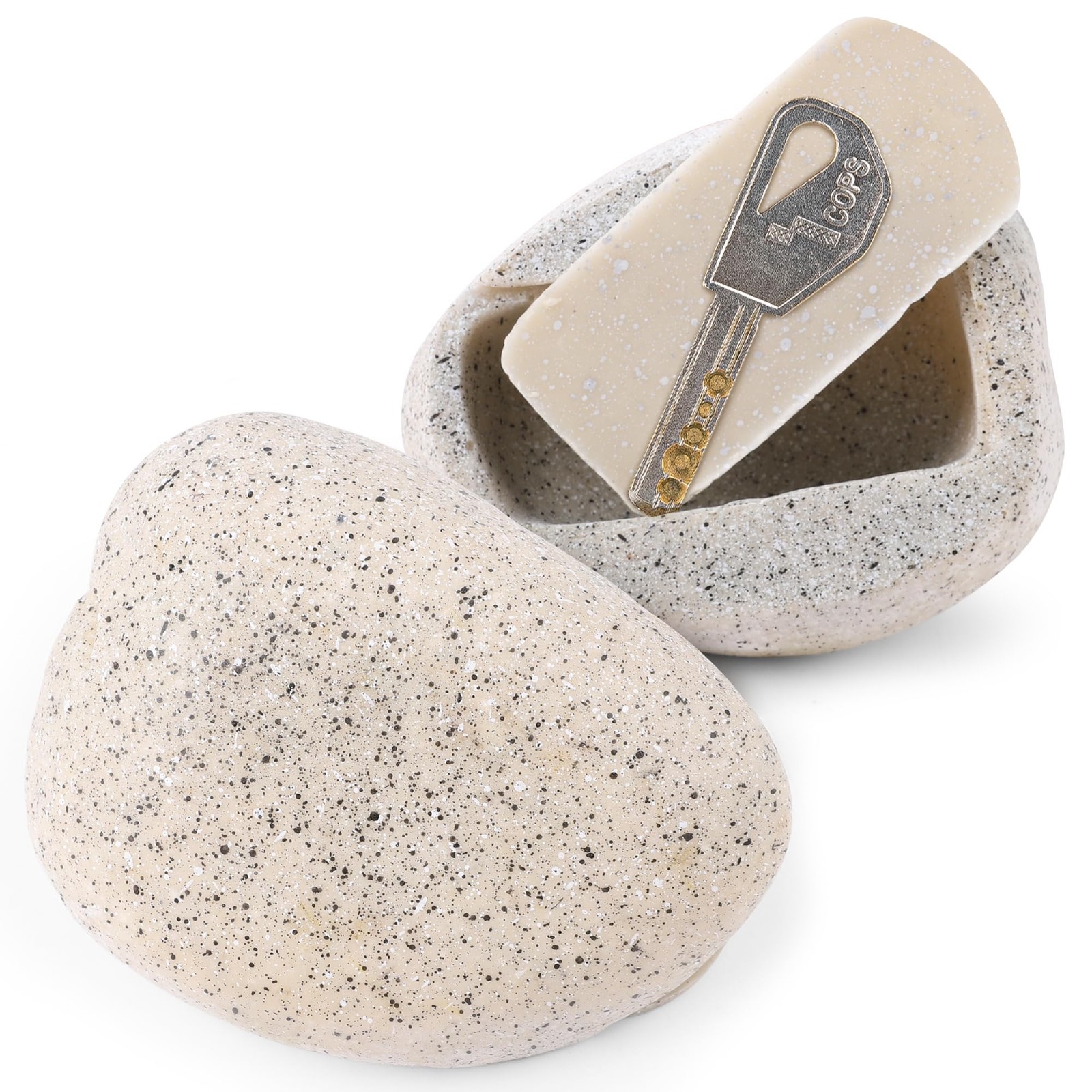 BarGifts Fake Rock Key Hider Safe for 4.13 x 3.35 x 2.36 inches, TypeA-White