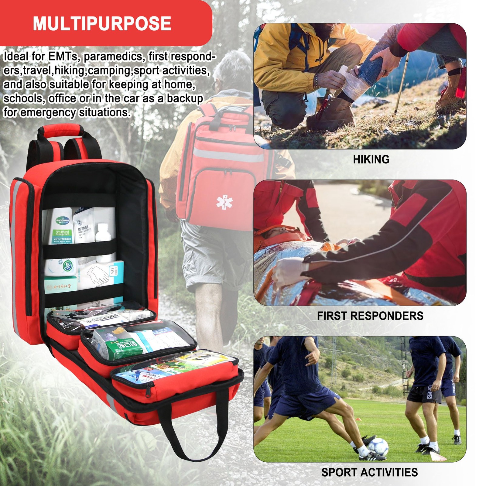 First Aid Medical Backpack,First Aid Backpack Empty,EMS EMT First Aid Bag Emp...