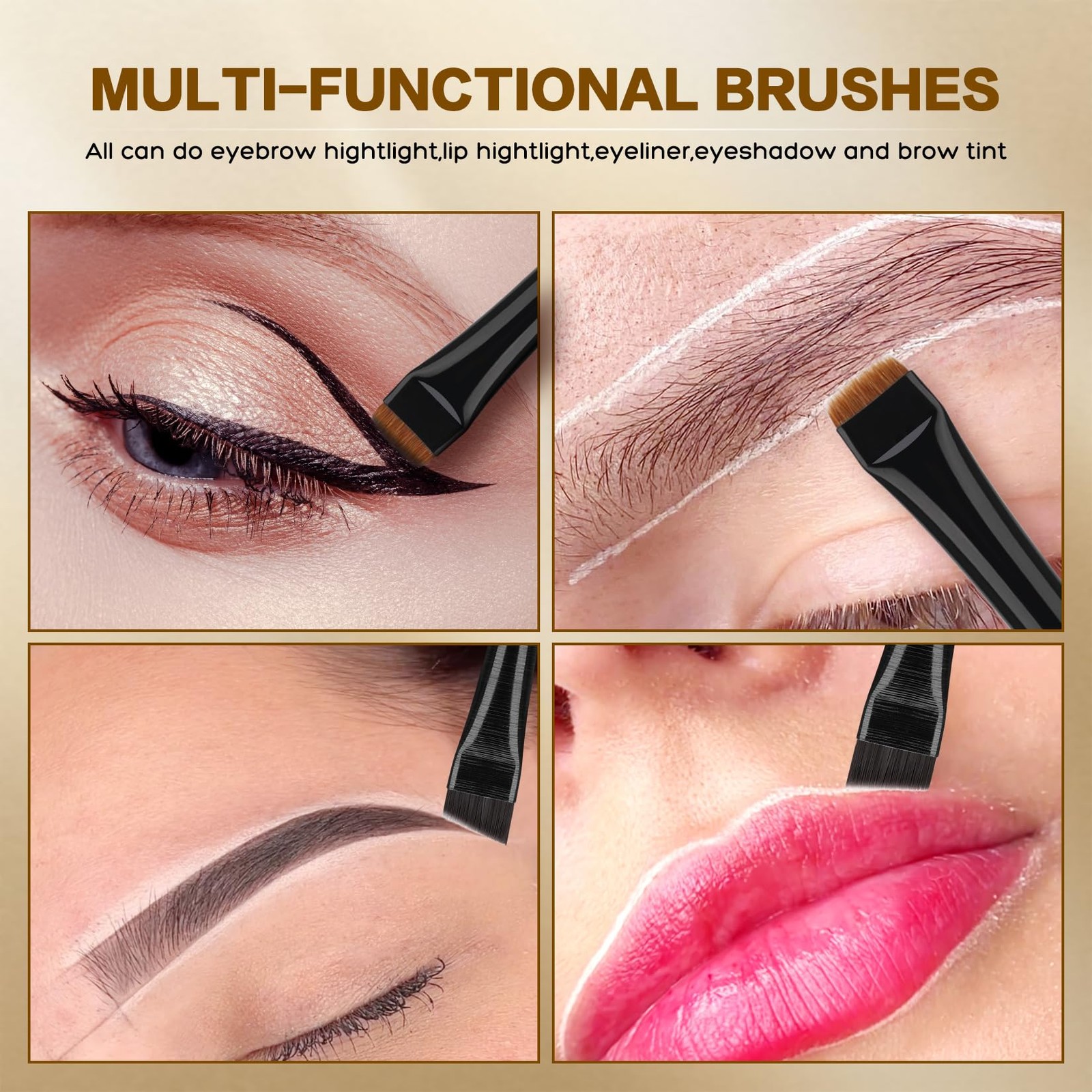 4 PCS Eyebrow Brush Set Angled Flat Concealer Precise UltraThin Tint