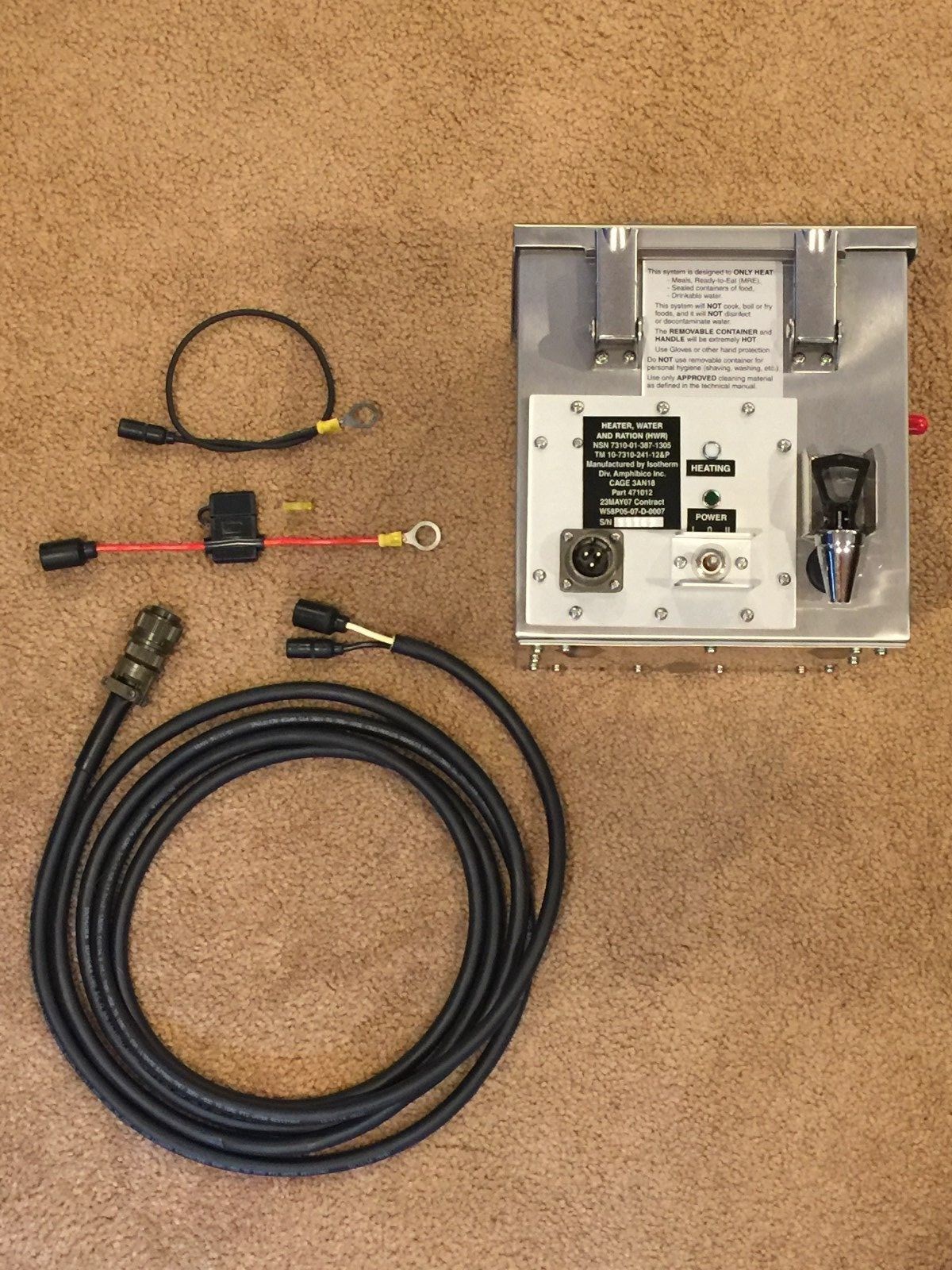 RAK-15 MILITARY WATER & RATION HEATER CABLE KIT - HMMWV, MRAP, 5 TON, M998, M923