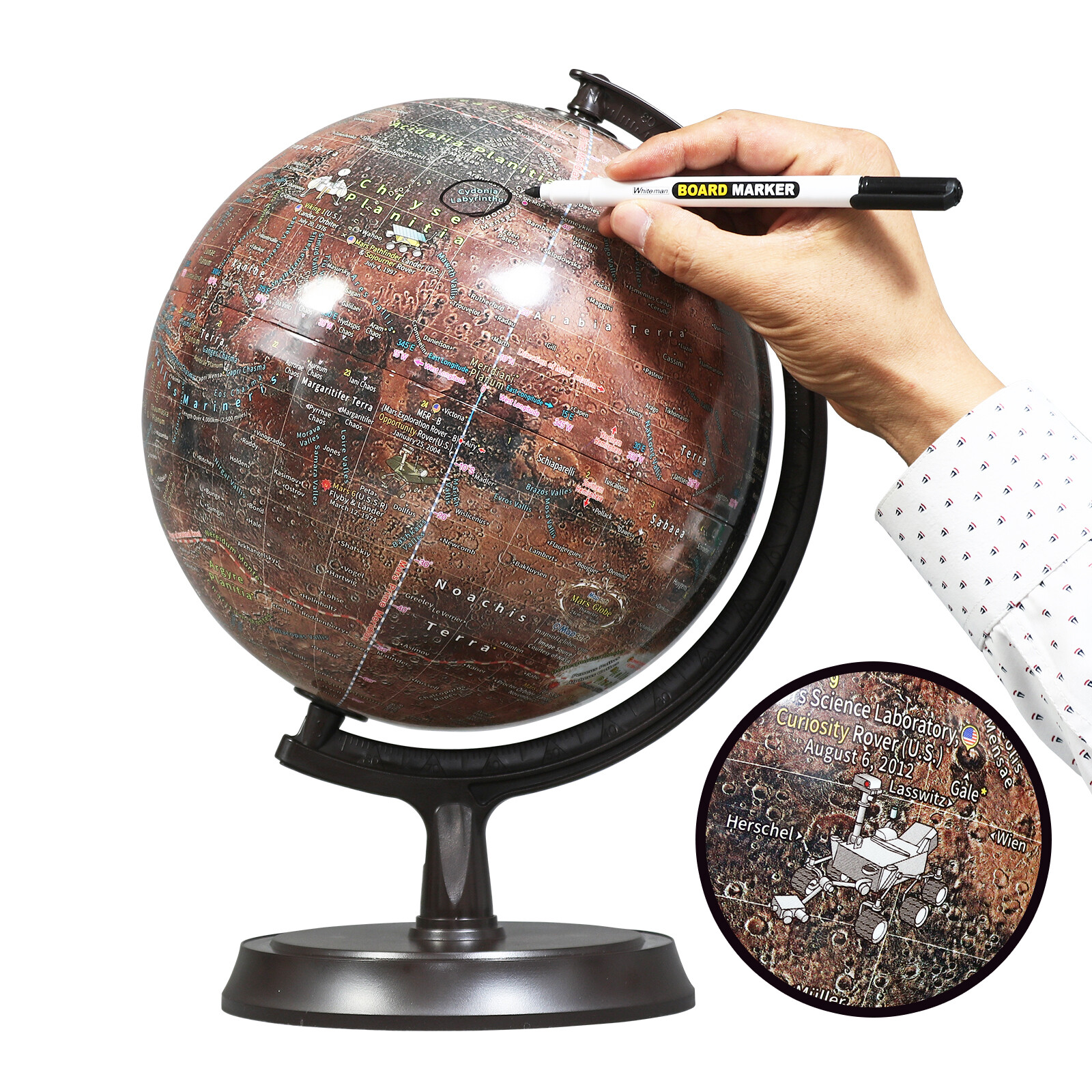 Mapsoft Explorer Mars Globe, 24cm/9.5", R-24, Red Planet, Mars Map, Marte Map