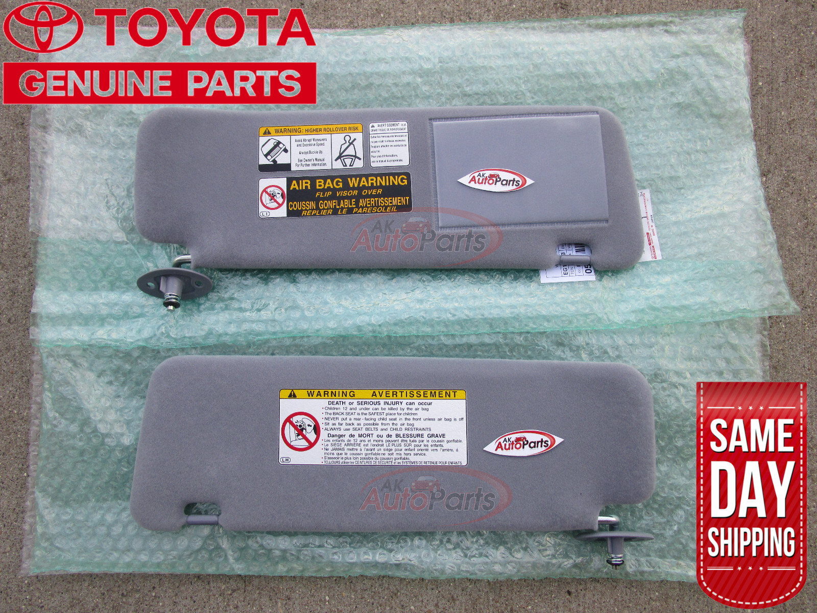 95 - 00 TOYOTA TACOMA FRONT LEFT + RIGHT SIDE SUN VISOR SET OEM NEW MOONMIST