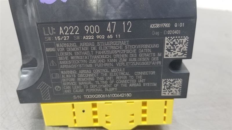 17 2017 MERCEDES S550 OEM SRS CONTROL MODULE 222 TYPE S MODELS SEDAN 2229004712