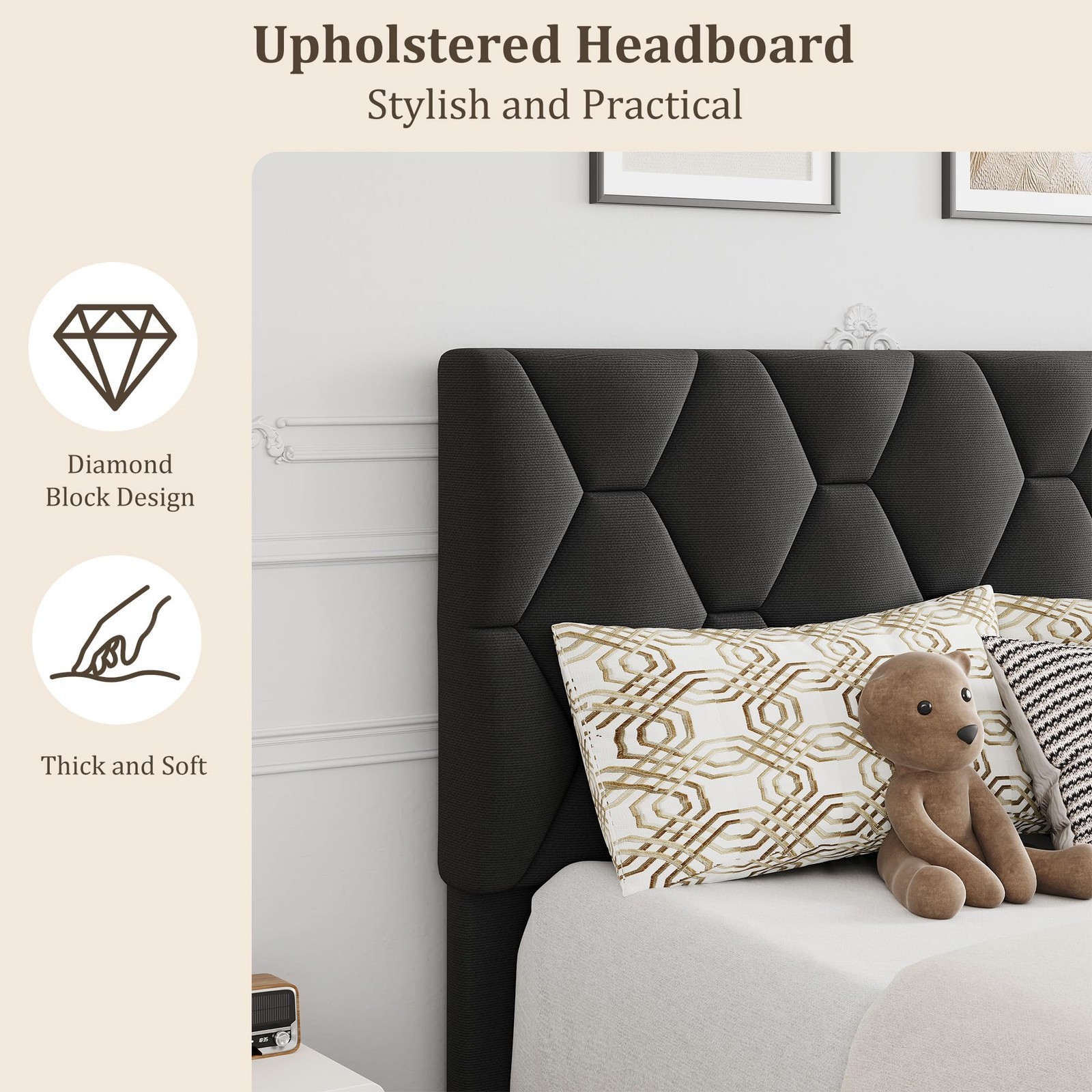 Bedroom Furniture Platform Bed Frame, Modern Bed Frame Designed With Triangular