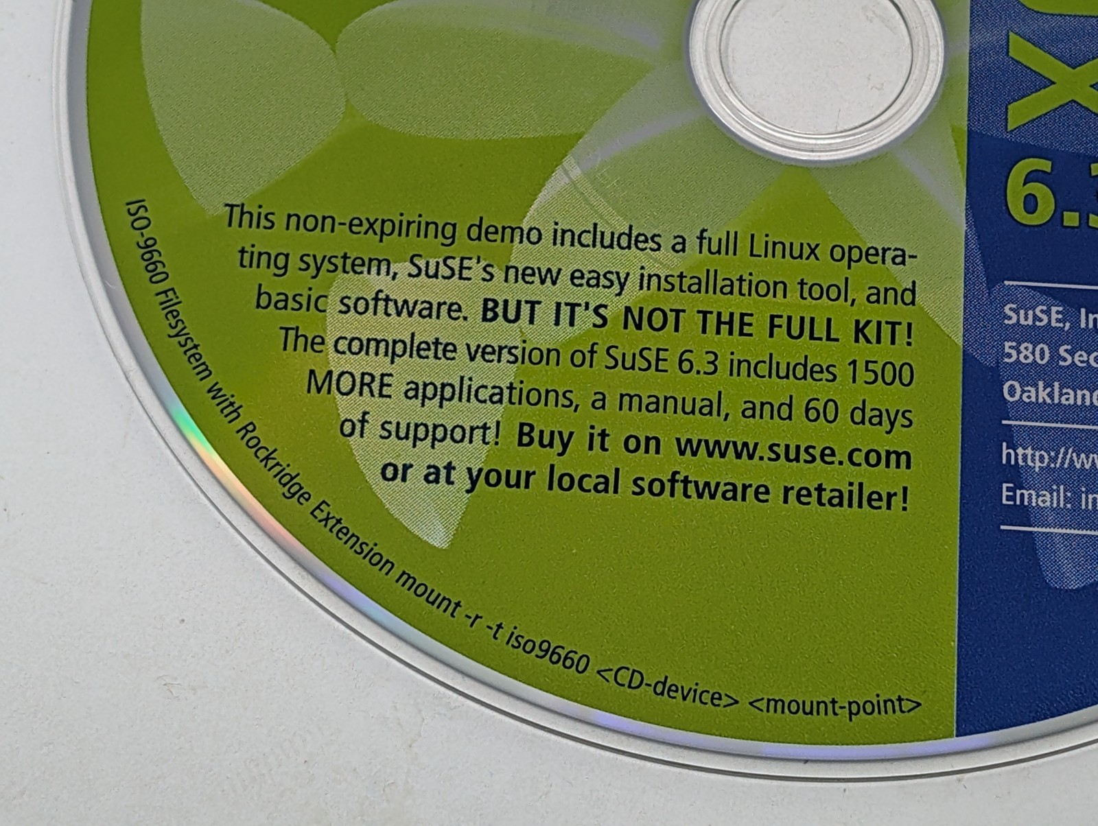 SuSE Linux 6.3 Operating System Evaluation Version Demo CD-ROM Vintage