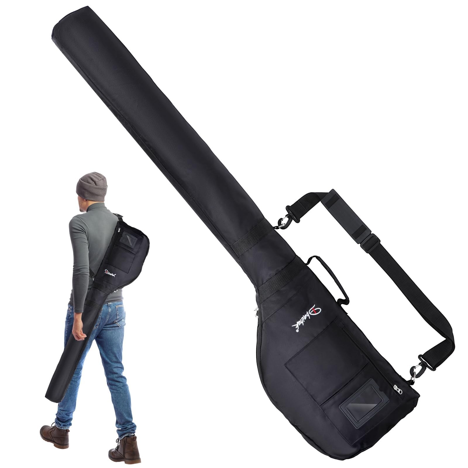 Number-one Golf Club Bag, Foldable Carry Bag with Adjustable Sling Black