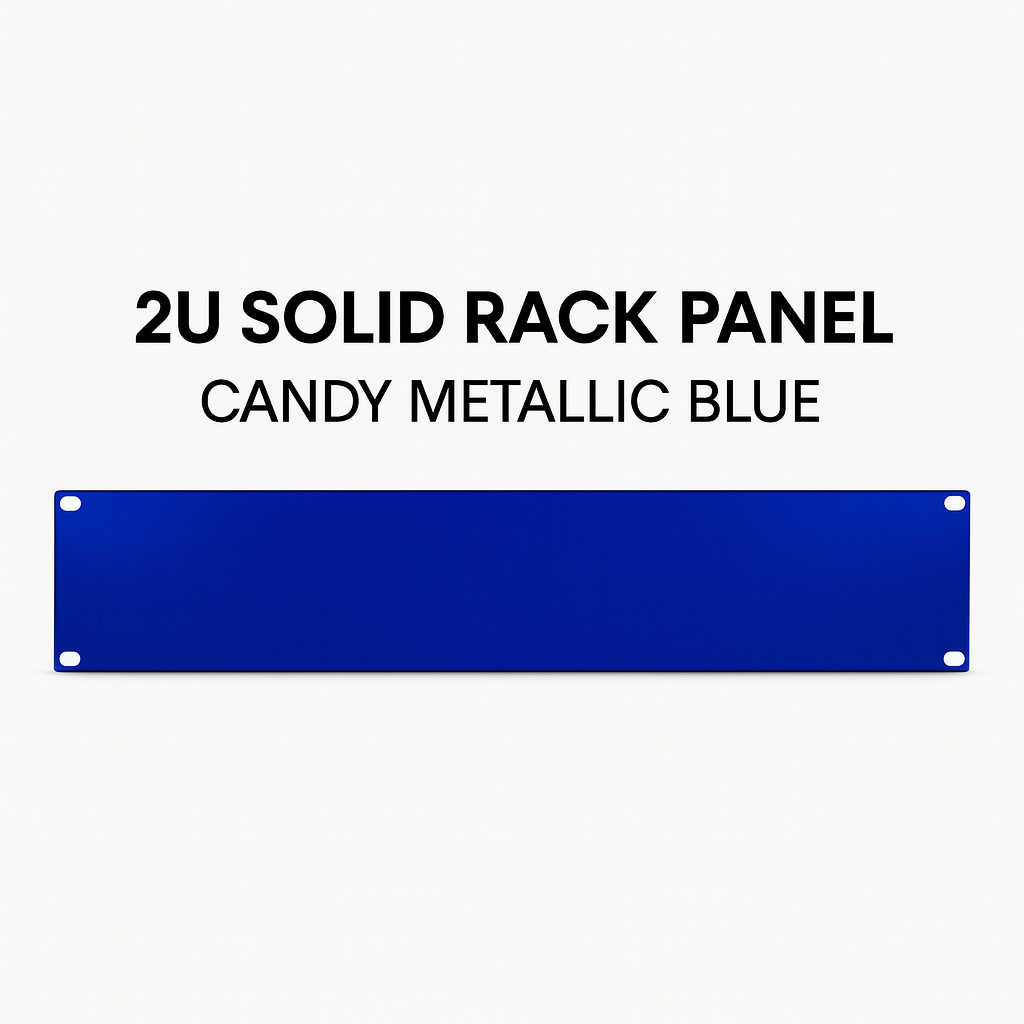 Candy Blue 2U Rack Panel – 19” Solid Steel Faceplate – Custom Finishes!