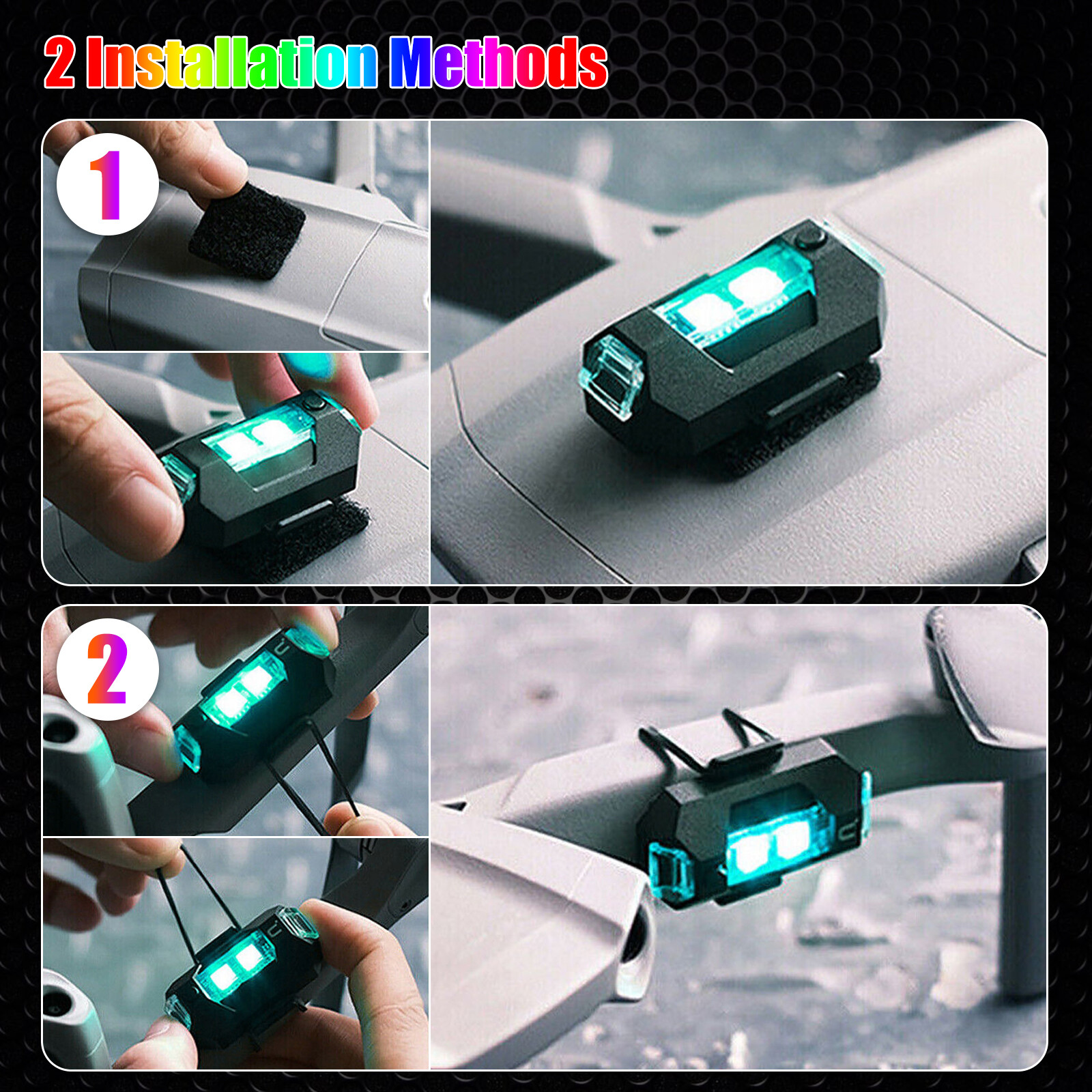 4Pcs/Set Drone Warning Strobe Lights LED Anti-collision 7 Colors USB Chargeable