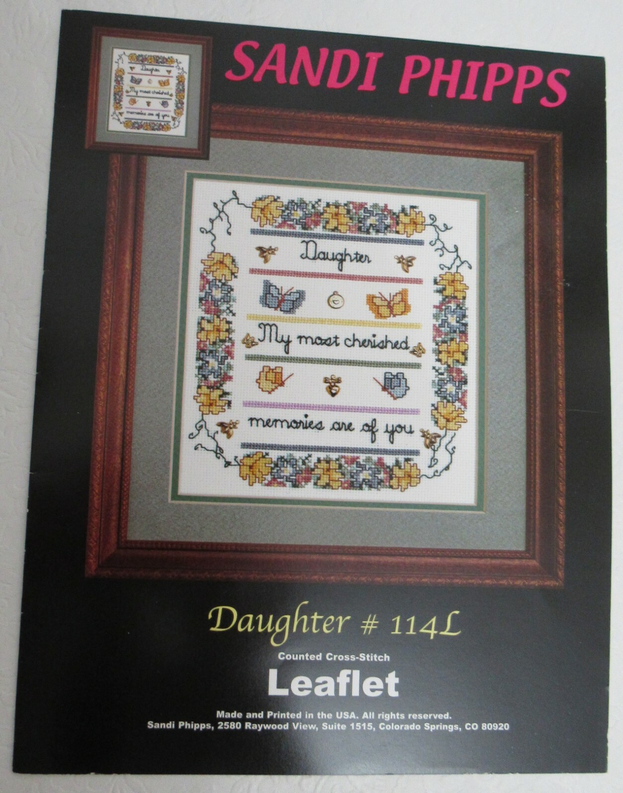Cross Stitch Daughter Pattern by Sandi Phipps New #114